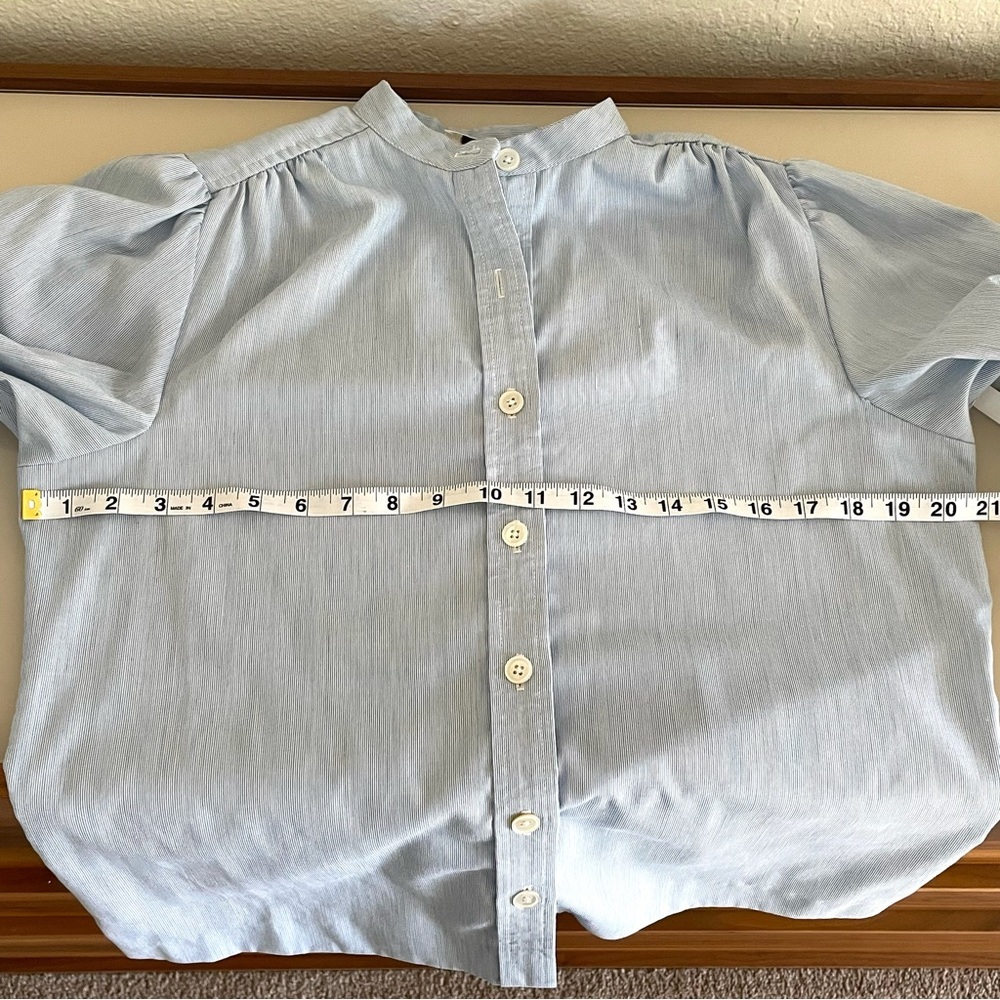 JH Chic Light Blue Puff Sleeve Button Down Blouse Small - Picture 7 of 12